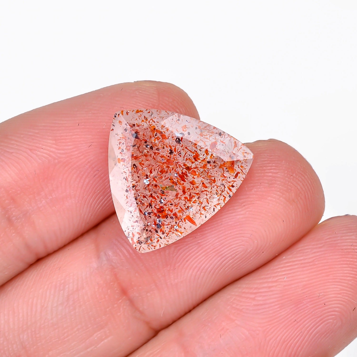 elestial hematite quartz trillion shape cut stone loose gemstone